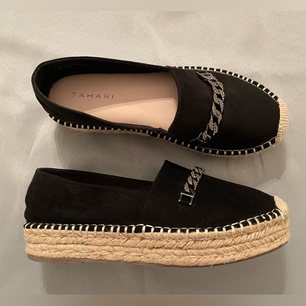 Tahari Black Espadrille Loafers
